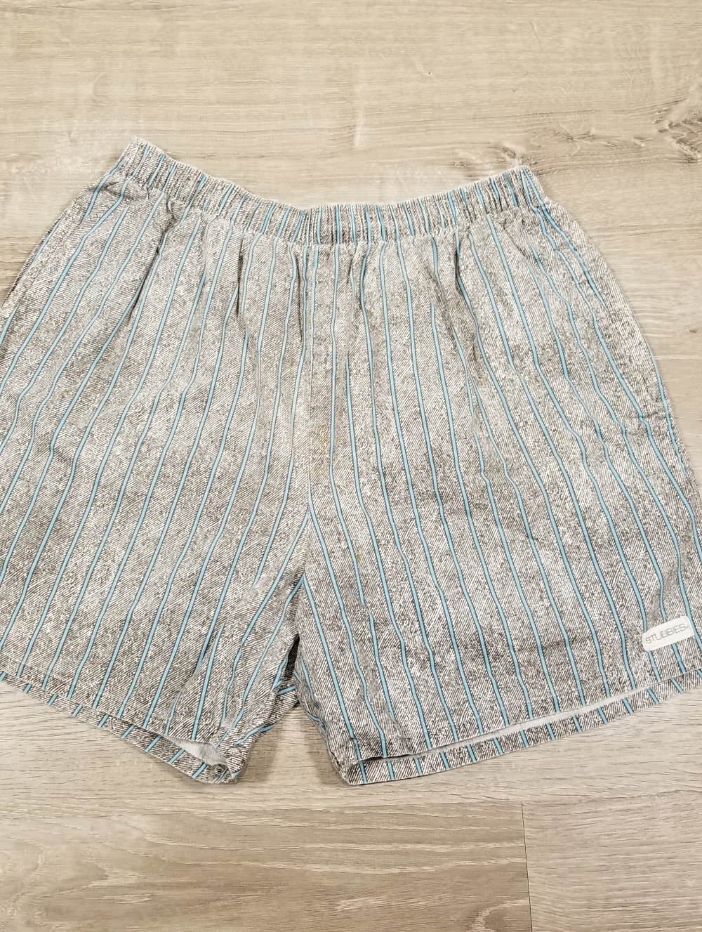 VTG Stubbies Shorts Mens 30 Gray Blue 70s Made In Australia Stretch Waist Pocket